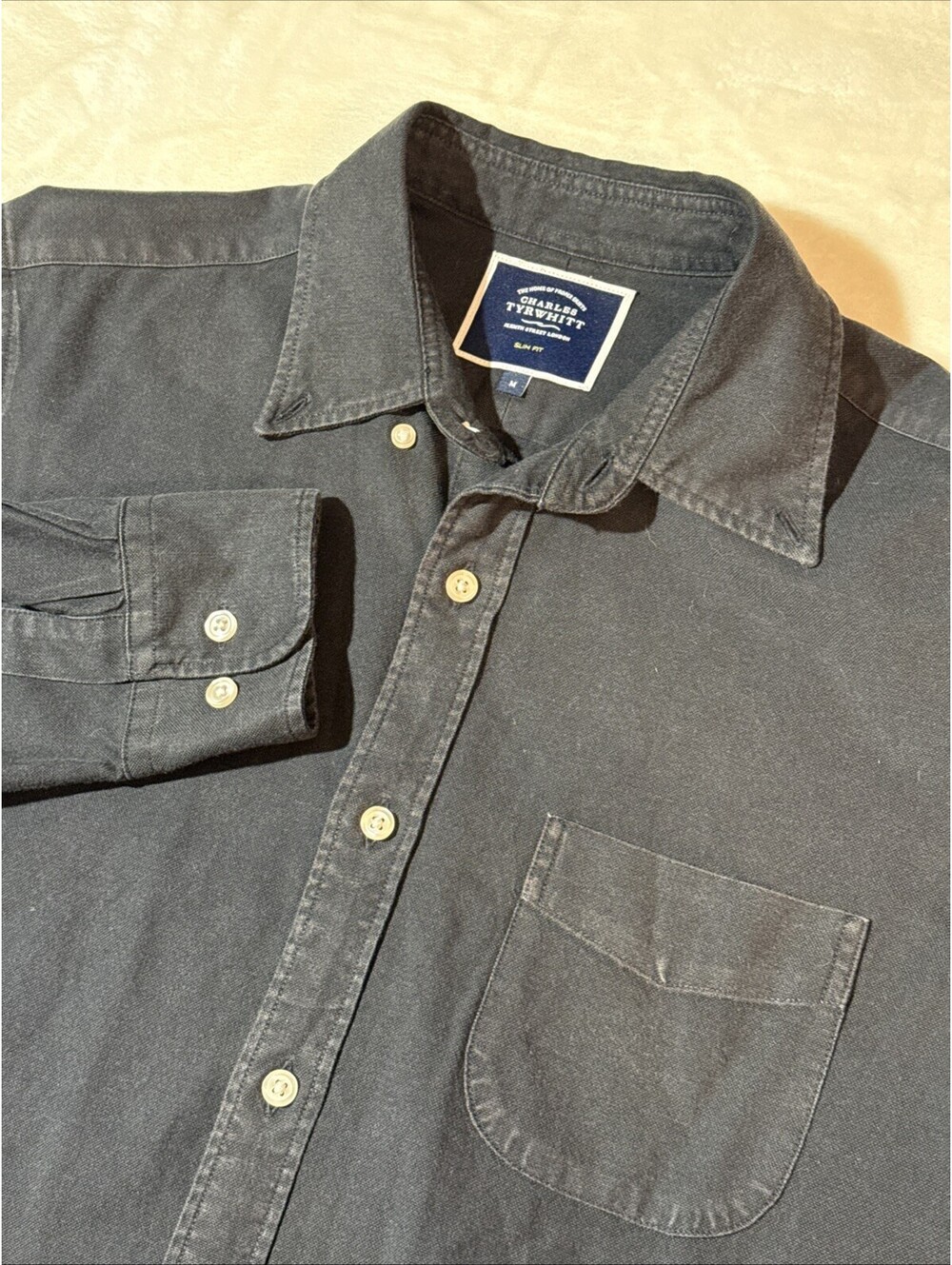 Charles Tyrwhitt button up Mens Med Black SlimFit